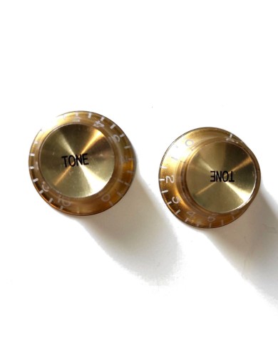 Set Gibson SG Style Knöpfe aus Plexiglas Gold metrisch, Gold Reflector, 2 Tone + 2 Volume
