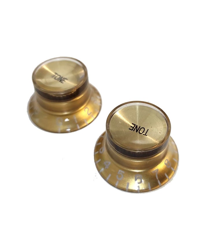 Boutons De Guitare Pour Les Paul / SG – 2 Volumes + 2 Tonalités – Noir Transparent – Aluminium & Acrylique – Diam. 6 Mm