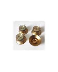 Set Gibson SG Style Knöpfe aus Plexiglas Gold metrisch, Gold Reflector, 2 Tone + 2 Volume