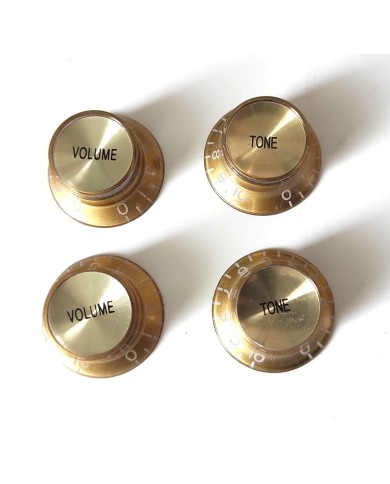 Set Gibson SG Style Knöpfe aus Plexiglas Gold metrisch, Gold Reflector, 2 Tone + 2 Volume