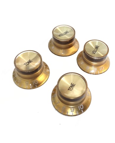 Set Gibson SG Style Knöpfe aus Plexiglas Gold metrisch, Gold Reflector, 2 Tone + 2 Volume