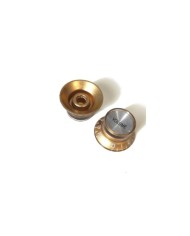 2 metrische Volume-Knöpfe aus Plexi, nicht gerändelt, Gold, Silver Reflector Stil Gibson SG