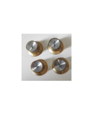 Set Gibson SG Style Knöpfe aus Gold-Plexi, metrisch, nicht gerändelt, Silver Reflector, 2 Tone + 2 Volume