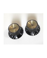 2 Boutons Metrique Tone en plexi noir Gold reflector Style Gibson SG NON grave