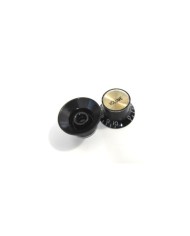2 Gibson SG style Black Volume Knobs with Gold Reflector Cap NOT engraved