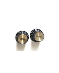 Set de Boutons Style Gibson SG en plexi Black Metrique non grave Gold reflector,  2 Tone + 2 Volume