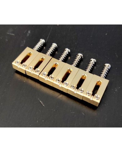 6 moderne Messing-Saitenreiter im Tele / Strat Stil 10.8 mm