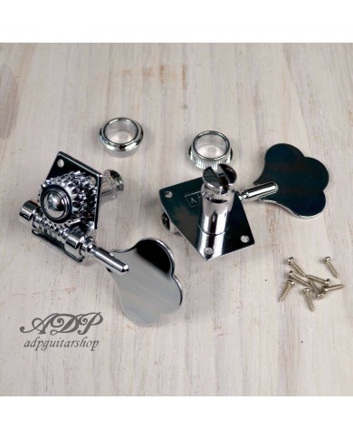 4 linkshändige Sandberg Bass-Mechaniken, Chrom, für Precision, Jazz Bass