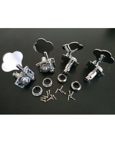 4 linkshändige Sandberg Bass-Mechaniken, Chrom, für Precision, Jazz Bass