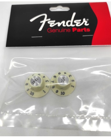 2 weiße Fender Witch Hat Knöpfe Vintage, Pure Vintage 1965 Jazzmaster 099-2086-000