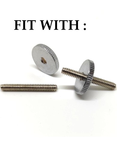2 verchromte Rändelräder für Tune-o-Matic-Brückenpfosten, US-Gewinde