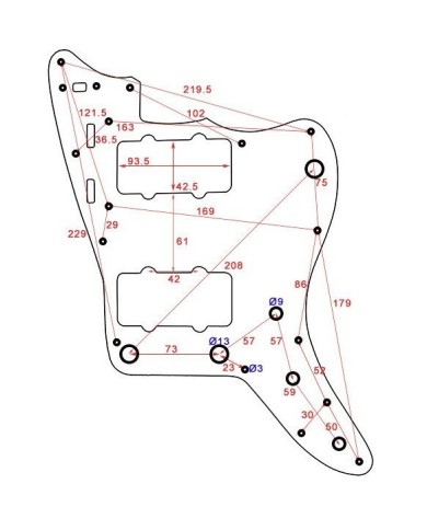 Pickguard pour Fender Jazzmaster US Vintage ’62 blanc 3 ply W/B/W