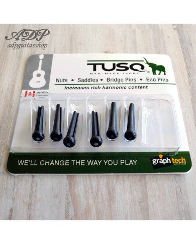 Set traditioneller schwarzer Tusq 5.1mm Brückenpins (6 Stück) mit Paua-Einlagen