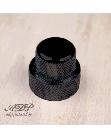 Gewölbter Aufsteckknopf für metrisches Doppelkonzentrik-Poti 25x19mm Schwarz