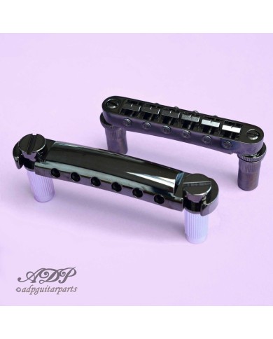 Saitenhalter + Steg Gotoh GE101Z Stoptail + GE103B Style Tune-O-matic metrisch Cosmo Black