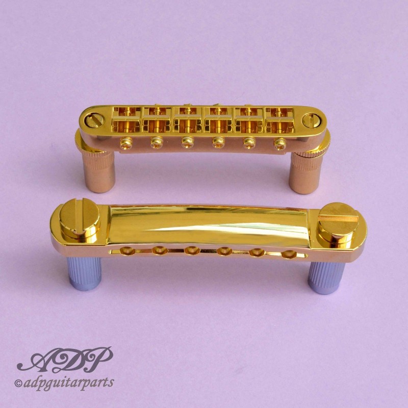 Brass Rolling Bridge & Stopbar Tail Piece Included Stoptail Replacement Parts of Gibson Les Paul Electric Guitar Zinc Alloy TOM Bridge LAMSAM ABR-1 Style Tune-O-Matic Roller Bridge Tailpiece Set 