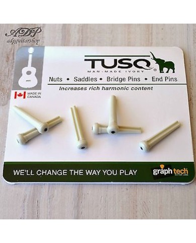 6 Tusq PP-1122 White Black Dot GRAPH TECH Stegstifte für Akustikgitarre