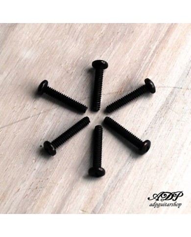 6 schwarze Tonabnehmerschrauben, Stratocaster 3.30 mm x 18mm