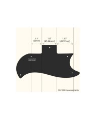 Linkshänder-Pickguard Schwarz HalfFace 3-lagig für Gibson SG Vintage 1961-1970