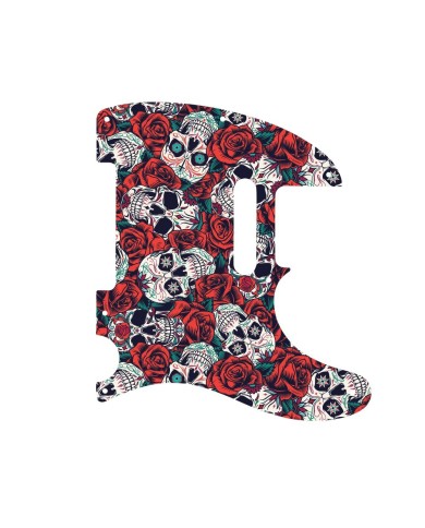 Schlagbrett Dia De Muertos Calavera Skull & Rose für Telecaster USA, 8 Schrauben
