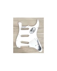Pickguard Gaucher SSS Stratocaster Blanc 3 ply 11 trous