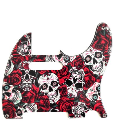 Schlagbrett Dia De Muertos Calavera Skull & Rose für Telecaster USA, 8 Schrauben