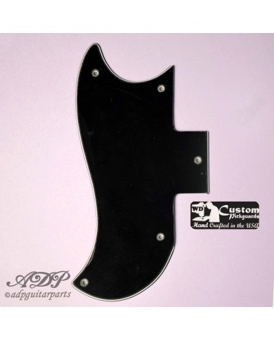 Linkshänder-Pickguard Schwarz HalfFace 3-lagig für Gibson SG Vintage 1961-1970