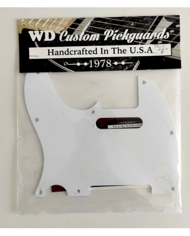 Dünnes weißes LINKSHÄNDER-Schlagbrett 060" Telecaster Vintage USA 3-lagig 8 Löcher