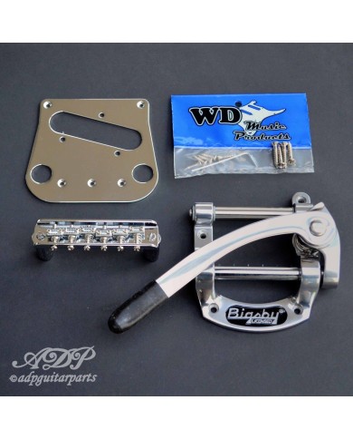 Bigsby B50 Licensed + WD Conversion KIT: 6-Saddle-Steg + Pickup-Platte, Chrom