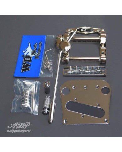 Duesenberg Tremola +WD B5 Umrüst-KIT: Steg mit 6 Saitenreitern + Pickupplatte Chrom
