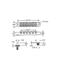 TonePros T3BP-G Chevalet Standard TuneOmatic Bridge Small POSTS Notched Saddles
