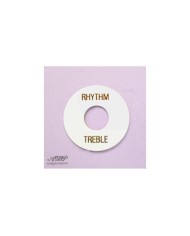 White Les Paul Rhythm/Treble Ring Toggle Switch Plate, Gold lettering, Sticker