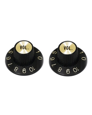 4 schwarze Tone- + Volume-Knöpfe, Witch Hat, Gold Reflector, für US-Potis