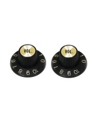 4 schwarze Tone- + Volume-Knöpfe, Witch Hat, Gold Reflector, für US-Potis