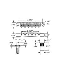 TonePros T3BT-G TuneOmatic Bridge Large Posts Metric Gold