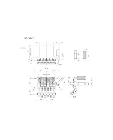 Gotoh GE1996T Floyd Rose Tremolo, Chrom. Klemmsattel nicht enthalten.