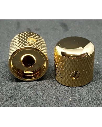 2 Dome Telecaster Metallknöpfe Gold Rändelung für 6,35 mm (1/4") Potis