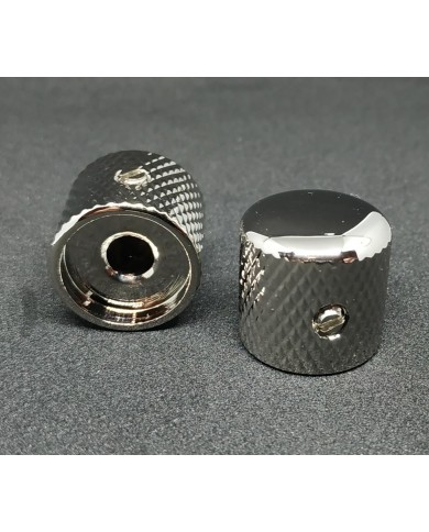 2 Telecaster Dome-Knöpfe, Nickel, grobe Rändelung für 6mm-Potis