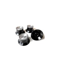 4x Schwarze Knöpfe inchSize 24 Zähne Gibson SG TopHat Stil V+T Silber Reflector