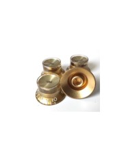 4 goldene inchSize Gibson-Style TopHat-Knöpfe V+T mit goldenen Reflectorkappen