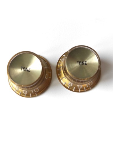 2 goldfarbene Knöpfe, 24 Riffelungen, Gibson Style Gold Reflector