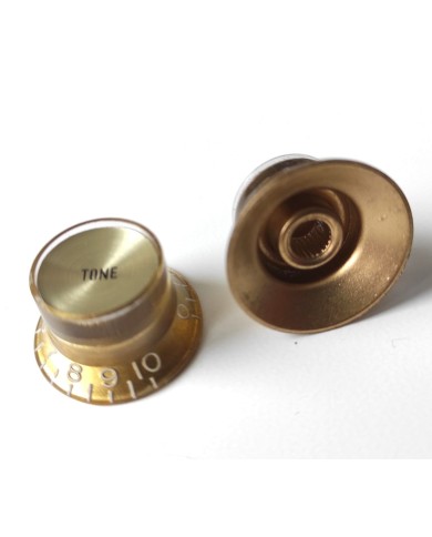 2 goldfarbene Knöpfe, 24 Riffelungen, Gibson Style Gold Reflector