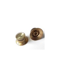 2 Gold Gibson Style TopHat Knobs Tone 24 plines Gold Reflector Cap