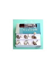 Mecaniques Vintage Kluson Deluxe Nickel 3+3, Boutons blancs, Gibson Junior M33JP