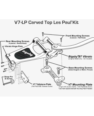 Vibramate V7 Adapter für Bigsby B7 Montage ohne Bohren auf Les Paul mit Stoptailpiece
