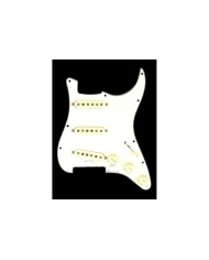 Vorgekabeltes weißes Fender Schlagbrett SSS 11H für Strat, VINTAGE NOISELESS Pickups