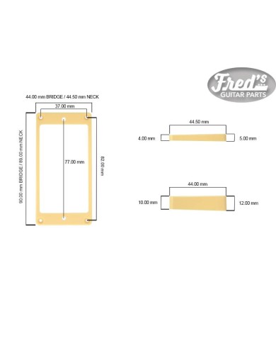 2 cremefarbene flache Humbucker-Tonabnehmerrahmen zur Deckenmontage, 8 Schrauben