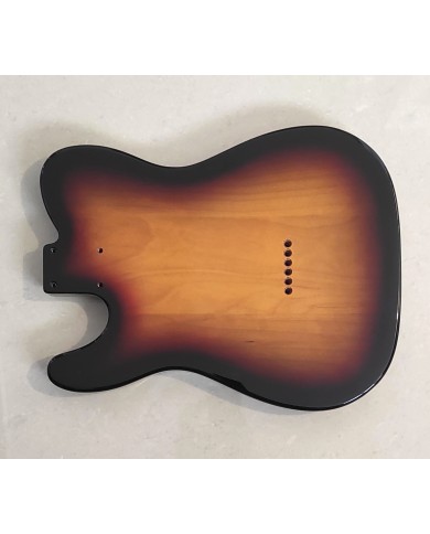 Telecaster-Korpus Sunburst 3-Tone mit doppeltem Binding, 3-teilig Erle