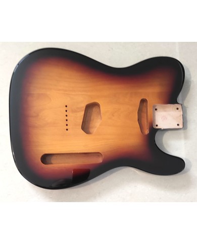 Telecaster-Korpus Sunburst 3-Tone mit doppeltem Binding, 3-teilig Erle