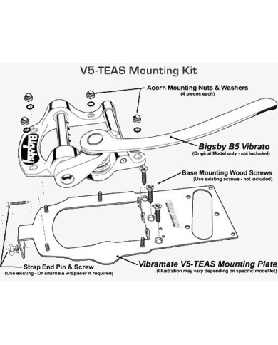 Vibramate V5 Bigsby B5 Montageplatte für Telecaster American Series ohne Bohren V5-TEAS